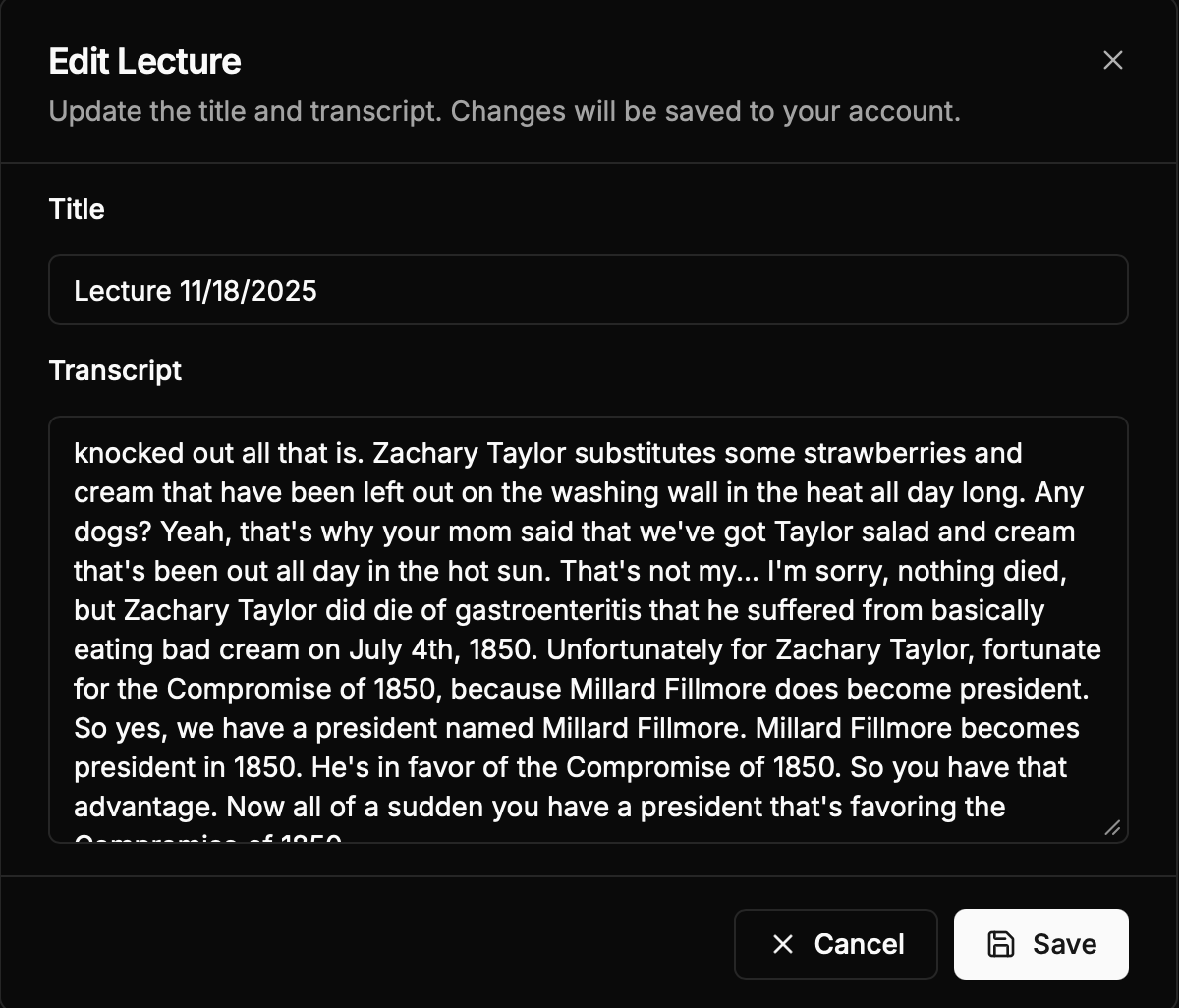 Transcription & timestamps